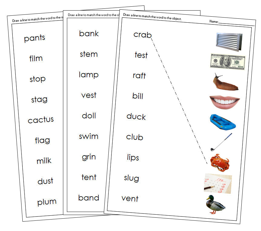 Step 2: Word & Picture Match (photos) - Montessori Print Shop phonics program