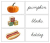 Step 2: Words & Picture Cards (photos) - CURSIVE - Montessori Print Shop phonics lesson