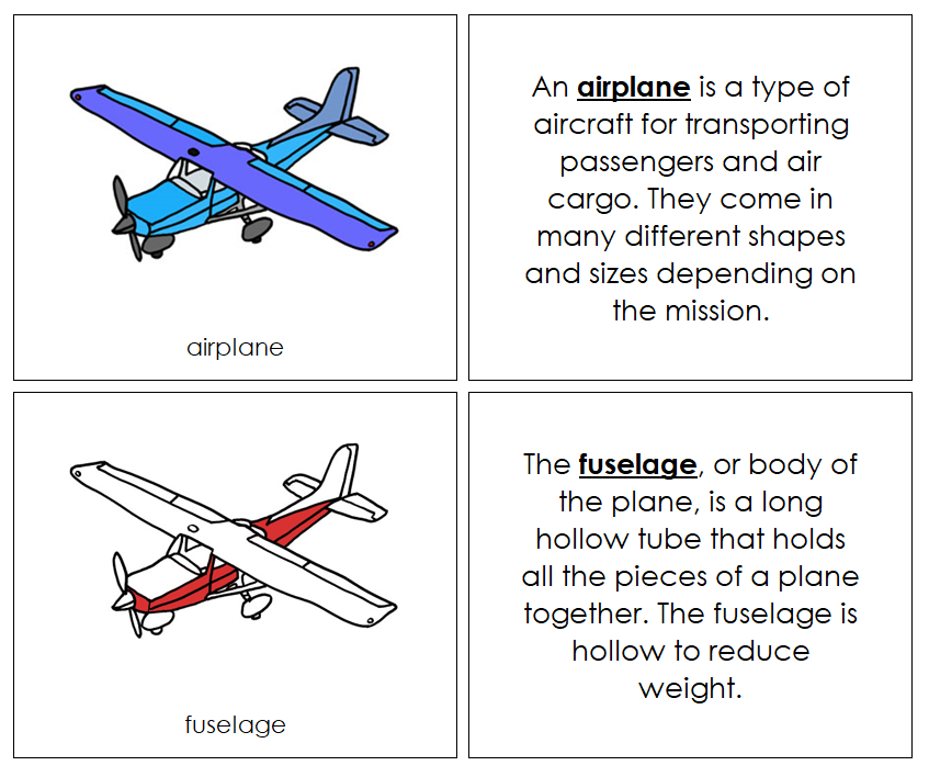 Airplane Nomenclature Book (red) - Montessori Print Shop