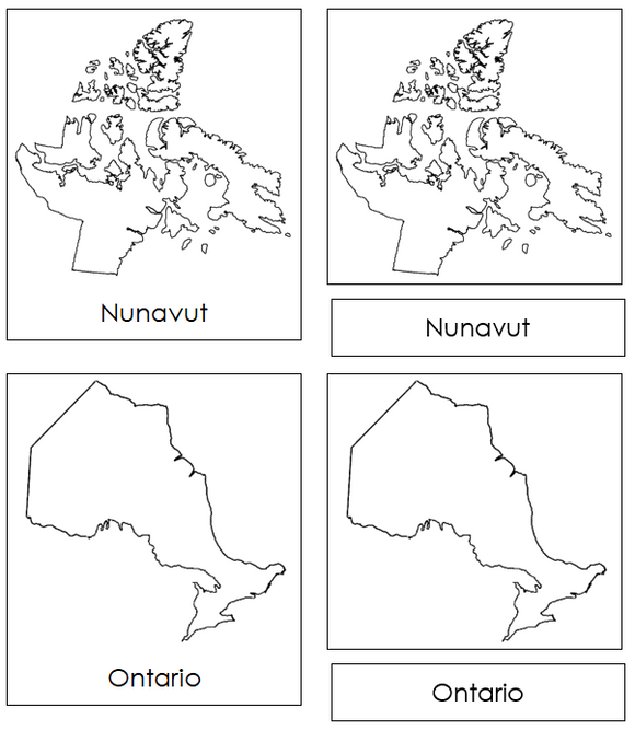 Canadian Provinces & Territories 3-part cards - Montessori Print Shop