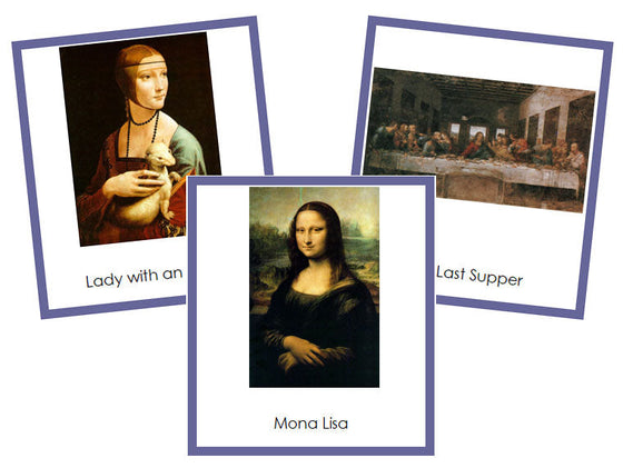 Leonardo Da Vinci Art Cards (borders) - montessori art materials