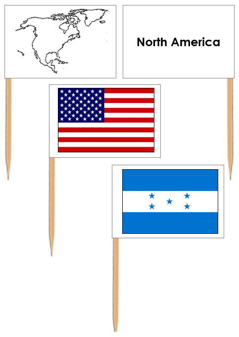 Flags of North America: Pin Flags - Montessori Print Shop geography materials