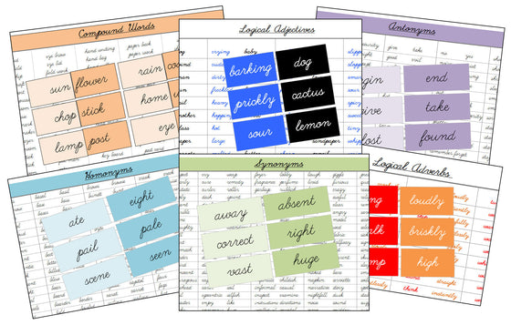 Primary Grammar Bundle (color, cursive) - Montessori Print Shop Grammar Lessons