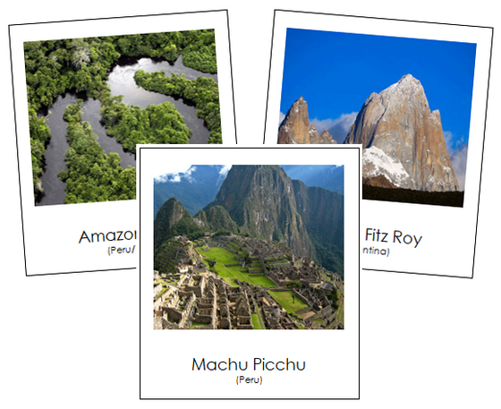 South American Landmarks - Montessori continent cards