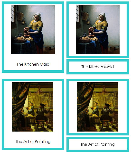 Johannes Vermeer Art Cards (borders) - montessori art materials